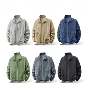 Men's outdoor jackets in six colors featuring lightweight breathable fabric and stand collar