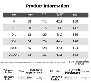 Detailed size chart for multi-pocket outdoor fishing vest with dimensions in CM