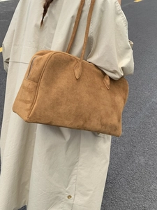 Grand sac cabas en daim marron pour femme, sac à bandoulière pour le travail et voyage