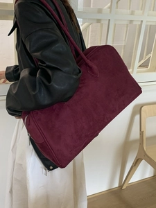Grand sac à main bordeaux en daim pour femme idéal pour le travail et le voyage