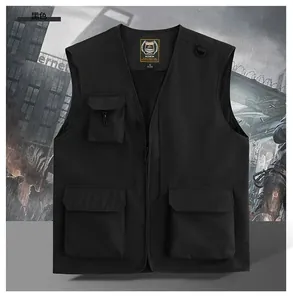 Detail of black tactical vest showing mesh lining and durable multi-pocket design