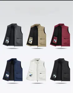 Detail showing multi-color windproof and waterproof outdoor vests in six different colors
