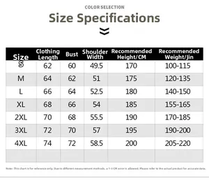 Size chart for men's flight bomber jacket with length and chest measurements from S to 4XL