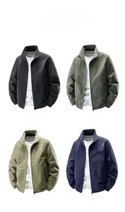 Detail showing color display of men's lightweight windbreaker jackets in four colors