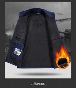 Detail of the warm black fleece lining and internal security zip pocket of the vest