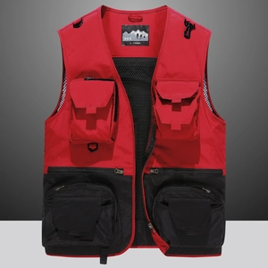 Men's Outdoor Multi-Pocket Functional Vest Waterproof Quick Dry Fishing Photography Cargo Waistcoat Sleeveless Jacket