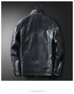 Detailed back view of a black faux leather biker jacket with quilted elbow patches