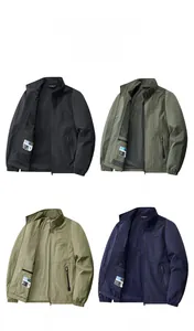 Collage of lightweight windbreaker jackets in four colors featuring side zipper pockets
