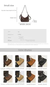 Guide des tailles et détails du sac à bandoulière en cuir PU tressé avec chaîne