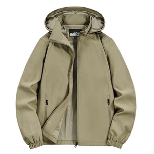 Men's Casual Windproof Outdoor Jacket Detachable Hooded Zip Up Windbreaker Coat Lightweight Breathable Sportswear For Daily Hiking