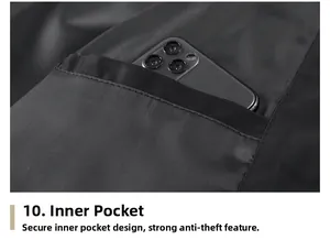 Detail view of a secure interior pocket on a pilot jacket showing storage space for a phone