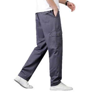 Herren Cargo-Hose mit Gummizug, lockerer Schnitt, große Taschen in Dunkelgrau Baumwolle