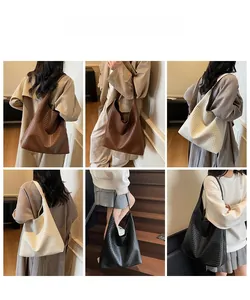 Detail shots of textured woven hobo tote bag in brown, white and black colors