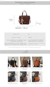 Tableau des tailles détaillé pour sac seau tressé avec dimensions et spécifications