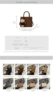 Detailed chart showing Boston bag dimensions, PU material specs, and color options