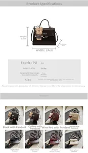 Detailed size specifications and material chart for the vintage square shoulder bag