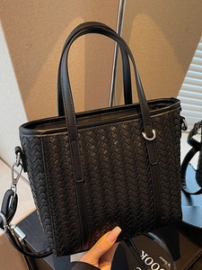 Women Retro PU Leather Woven Bucket Bag Small Handwoven Crossbody Tote Handbag With Adjustable Shoulder Strap Daily Fashion Purse
