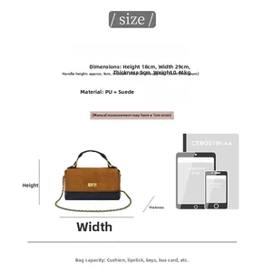 Quilted crossbody bag dimensions showing size 29x18x9cm and PU frosted leather details