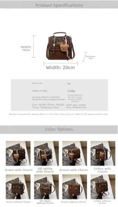 Detail of leopard print mini backpack with dimensions 20x19x8cm and plush bear charm