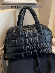 Sac Fourre-tout Matelassé pour Femme Métallique Grande Capacité Sac Bandoulière Sac à Épaule Rembourré Tendance Hiver Automne Casual