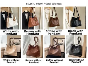Detailed color selection guide for vintage PU leather tote bags in four classic neutral tones