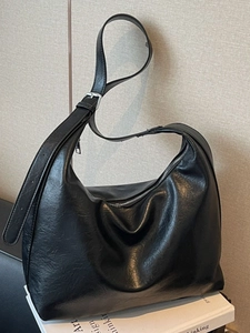 Retro Large Capacity PU Leather Hobo Shoulder Bag For Women Vintage Minimalist Solid Color Tote Crossbody Bag Commuter