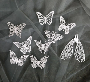White Laser Cut Butterfly Heart Flower Hollow Decorations Pearlescent Paper Lace For Wedding Party Birthday Event DIY Manual