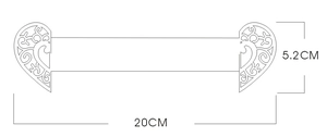 Detailed dimension diagram of heart cutout napkin ring measuring 20cm by 5.2cm