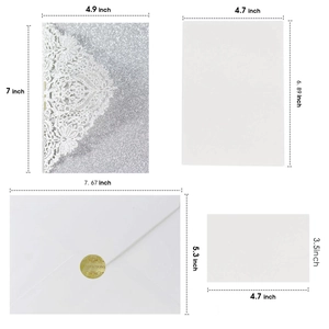Kit d'invitations de mariage à paillettes découpées au laser avec enveloppes