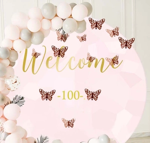 Set of 100 hollow butterfly wall stickers in rose gold for party and wedding decor