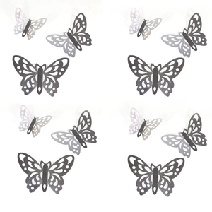 3D Hollow Butterfly Wall Stickers Artificial Pearl Paper DIY Home Decor For Wedding Birthday Party Decoration Elegant Metallic Art Decals