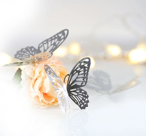 Hollow silver butterfly wall stickers for wedding party and elegant home wall decor
