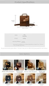 Detailed size chart and specifications for the retro PU leather mini backpack with dimensions