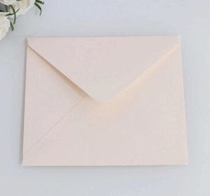 Elegant ivory pearl paper square envelope with premium matte texture and V-flap closure