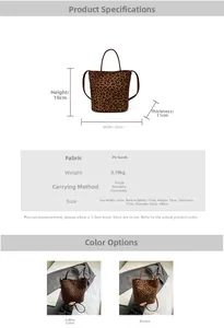 Detailed dimension guide for the leopard print bucket bag with adjustable strap