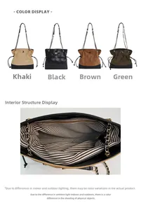 Detail view of quilted tote bags in four colors with striped lining and chain straps
