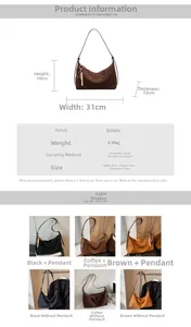 Spécifications de taille et options de couleur pour le sac en daim minimaliste