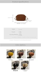 Detailed size chart and parameter guide for the oval vintage frosted PU crossbody bag