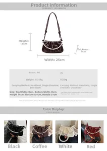 Guide des tailles pour sac nuage plissé de luxe avec chaîne perlée et dimensions
