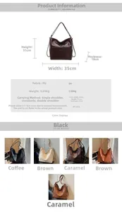 Detailed size specifications for the vintage PU leather tote bag with 35x31x10cm dimensions