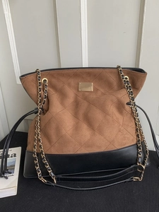 Women Large Capacity Quilted Rhombus PU Leather Bucket Bag Stitching Color Block Chain Shoulder Crossbody Tote Bag Daily Casual Bag