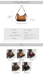Detailed dimensions and color options for the vintage PU leather chain hobo bag