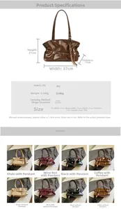 Guide des tailles détaillé et spécifications pour sac à bandoulière plissé en cuir PU