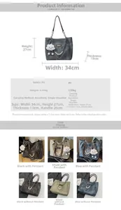 Detaillierte Größenangaben und Materialtabelle für die Vintage PU Leder Tragetasche