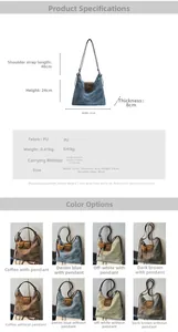 Spécifications de taille et options de couleurs pour le grand sac fourre-tout en cuir PU