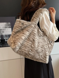 Borsa tote in ecopelliccia con stampa leopardata e grande capacità per l'autunno moda