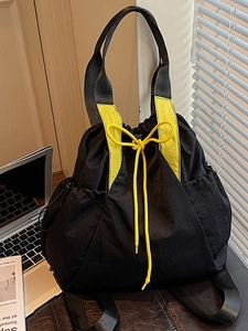Large Capacity Canvas Tote Bag Backpack For Women Casual Multi-Functional Drawstring Commuter Shoulder Bag Solid Color School Bag