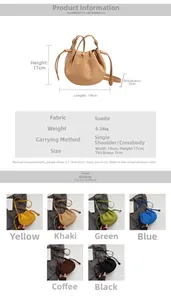 Guide des tailles pour sac seau en suédine avec dimensions L19cm H17cm P7cm