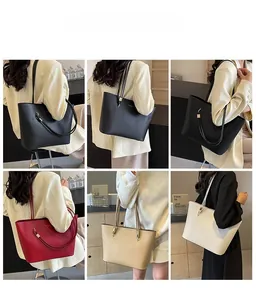 Multiple views of stylish tote bag in four colors styled on models for daily commute use