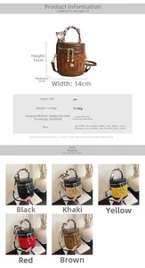 Detaillierte Größenangaben für eine gesteppte Beuteltasche mit Details aus PU-Leder